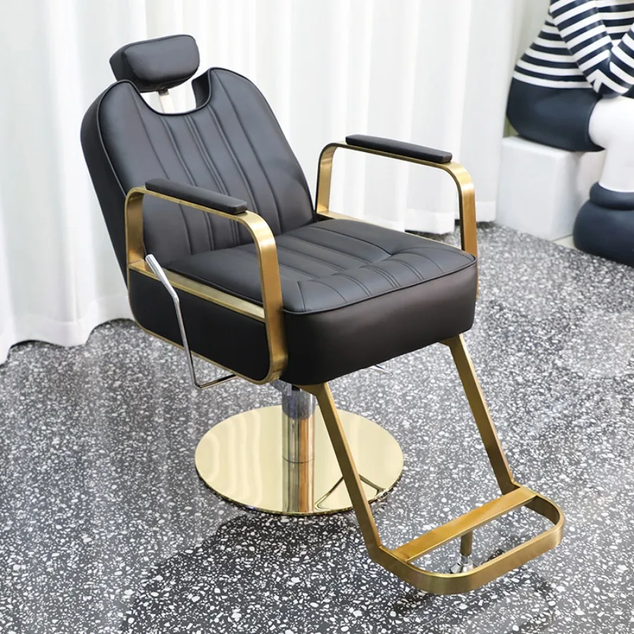 Hydrolic Barber Chair Gold Headrest Portable Makeup Artist Barber Chair Mobile Seat Professional Acessories Chaise Dining Chair