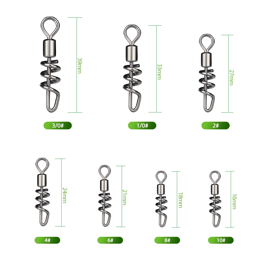 Fishing tools accessories connectors swivels 25PCS Fishing Lure Connector Rolling swivel with screwed snap Ball Bearing rolling Swivel Solid Ring Fishing Connector Fishhook