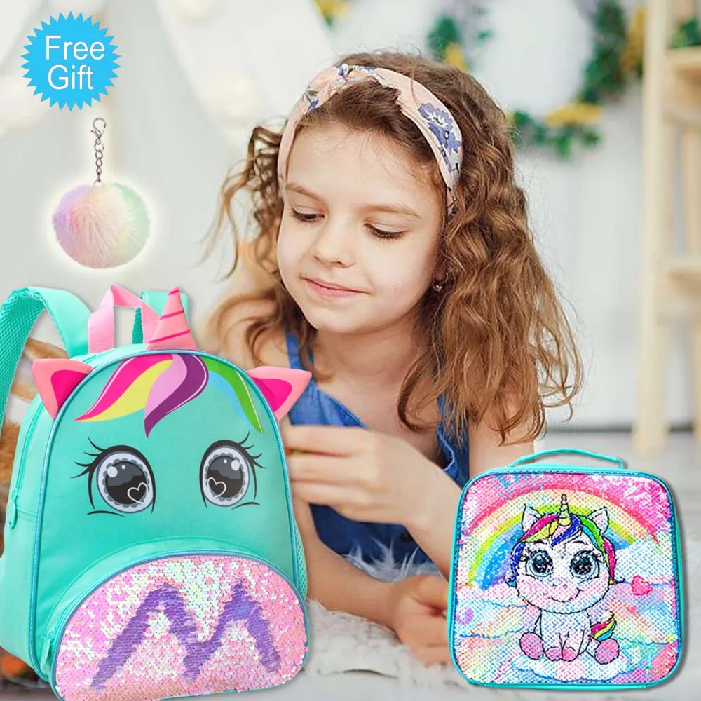 Mibasies Kids Unicorn Backpack for Girls Rainbow School Bag