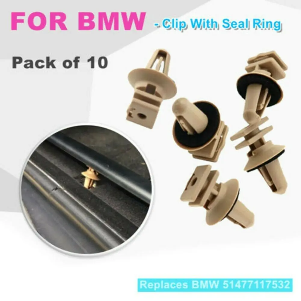 10PCS Compatible For BMW Vehicle Trims On Sill & Door Entrance Nylon Clip Automotive Accessories Direct Replacement 11x15mm