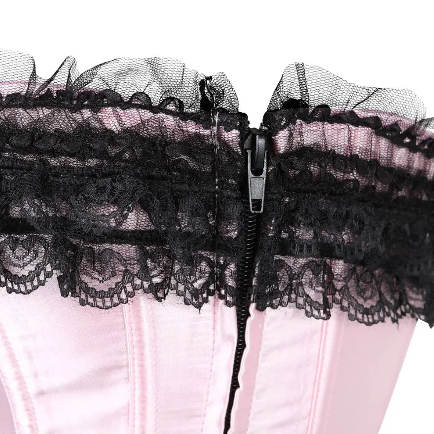 Sexy Women Bustier Corset Lace Overlay Corset Top Boned Waist Trainer Lingerie Overbust Corsets Body Shaper Plus Size