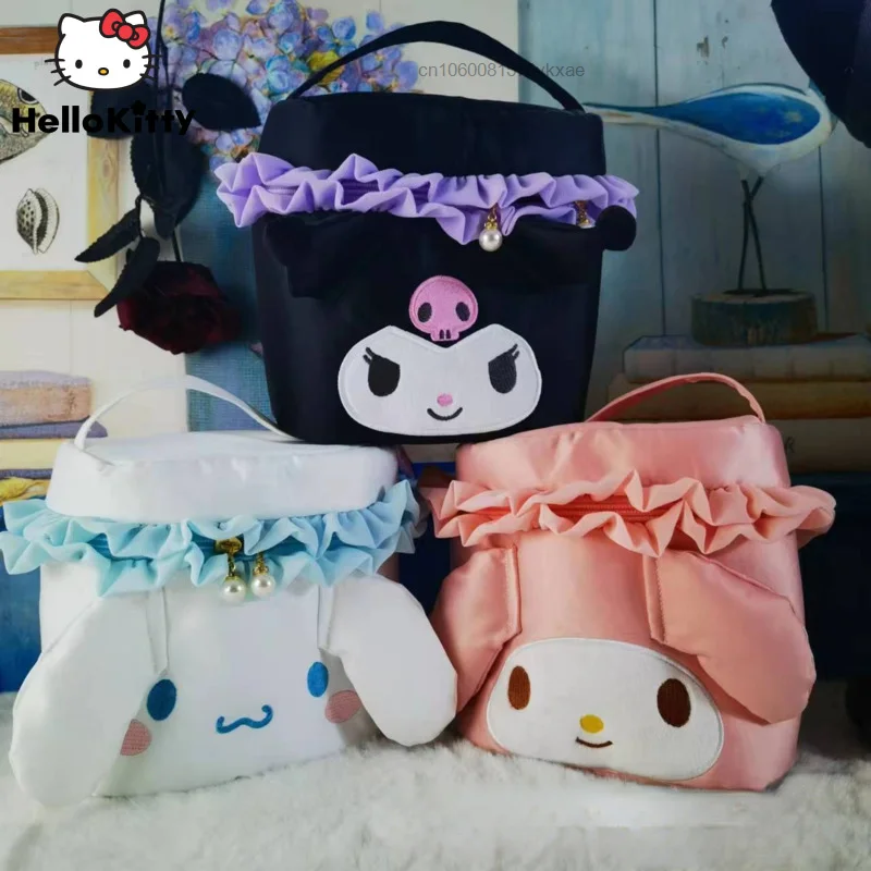 Sanrio Kuromi My Melody Cinnamoroll Makeup Bag Travel Portable Women High Capacity Handbag Organizer Storage Cosmetic Cases Y2k