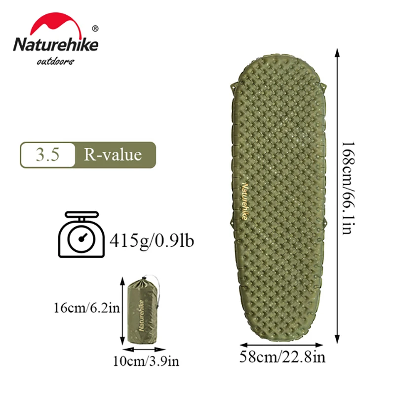 Naturehike Materassino Gonfiabile Da Campeggio: R-Value 5,8, Spessore 8,8 Cm, Peso 0,4 Kg, Per Escursioni E Viaggi - 2