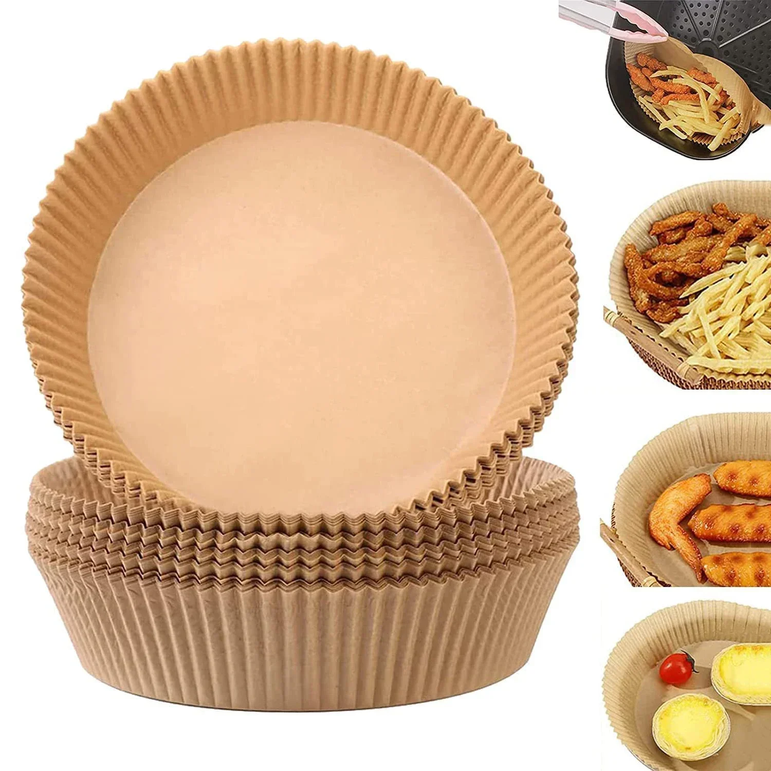 Air Fryer Paper Air Fryer Liner 50pcs Air Fryer Disposable Paper Liner Non-Stick Air Fryer Parchment Paper Liners Baking Filters for AirFryer Micro-wave