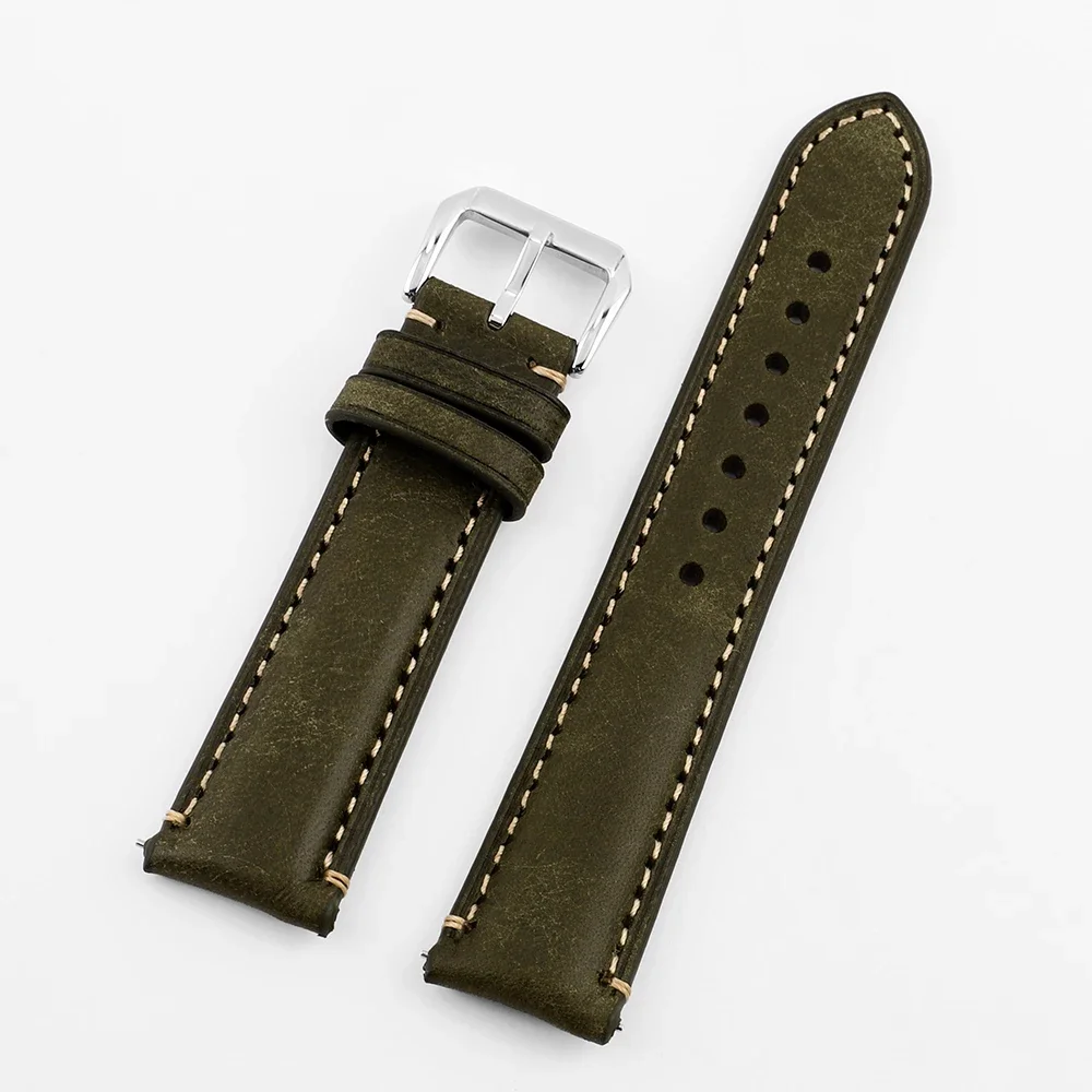 Vintage Genuine Leather Watch Strap with Quick Release Pin Buckle - Universal Bracelet Wristband Accessories