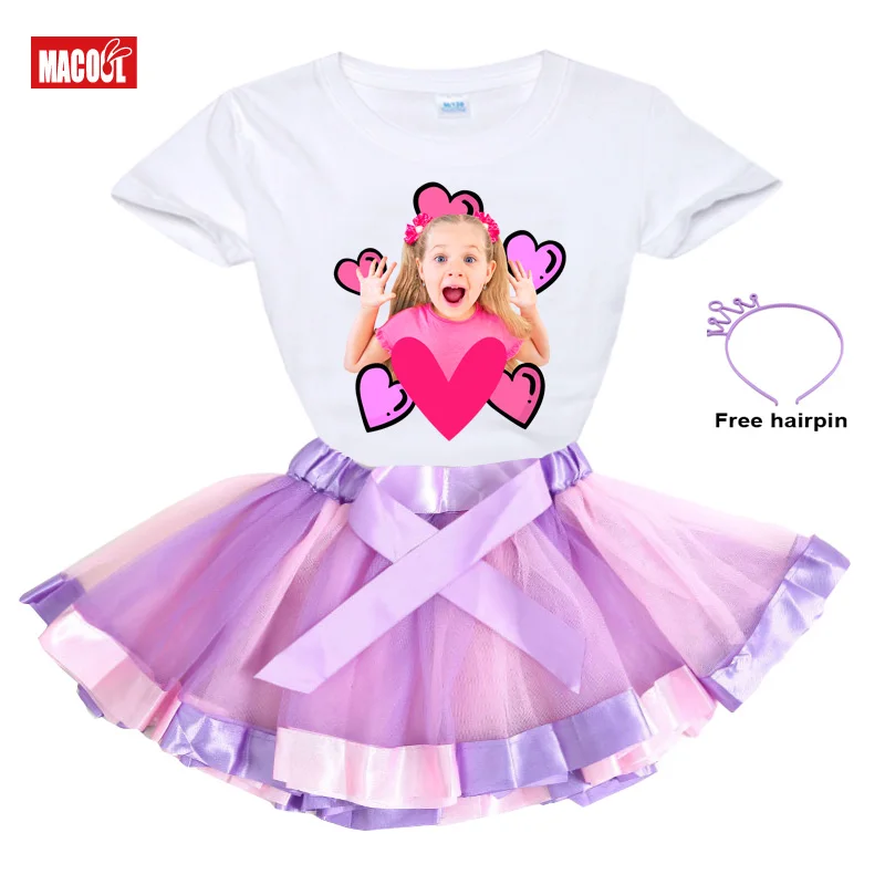 disney clothing sets Girl Clothes Set Rainbow Dress Tutu Dress Suit Children Clothing Summer Skirt Kid Clothing Toddler Baby Outfit Love Diana TShirt absolver clothing sets	