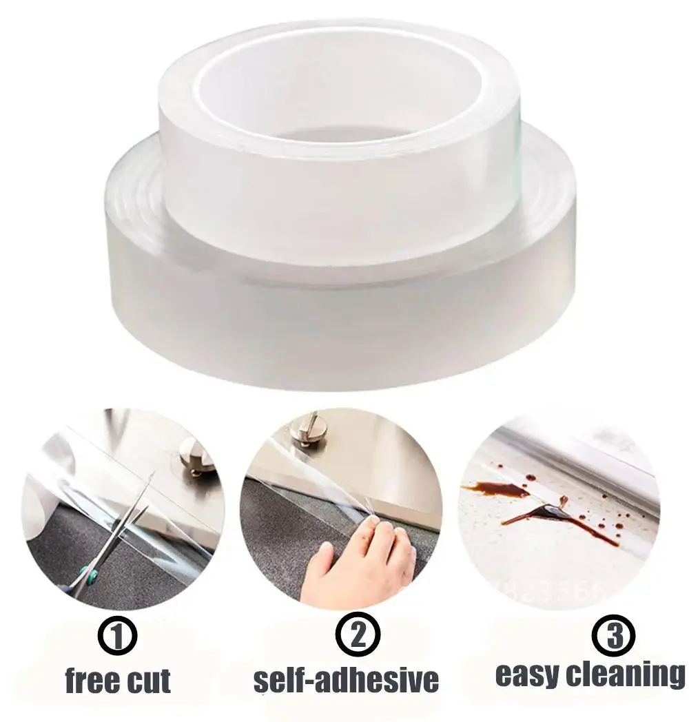 Description Picture 5 of itemKitchen Sink Waterproof Mildew Strong Self-adhesive Transparent Tape Bathroom Toilet Crevice Strip Self-adhesive Pool Water Seal