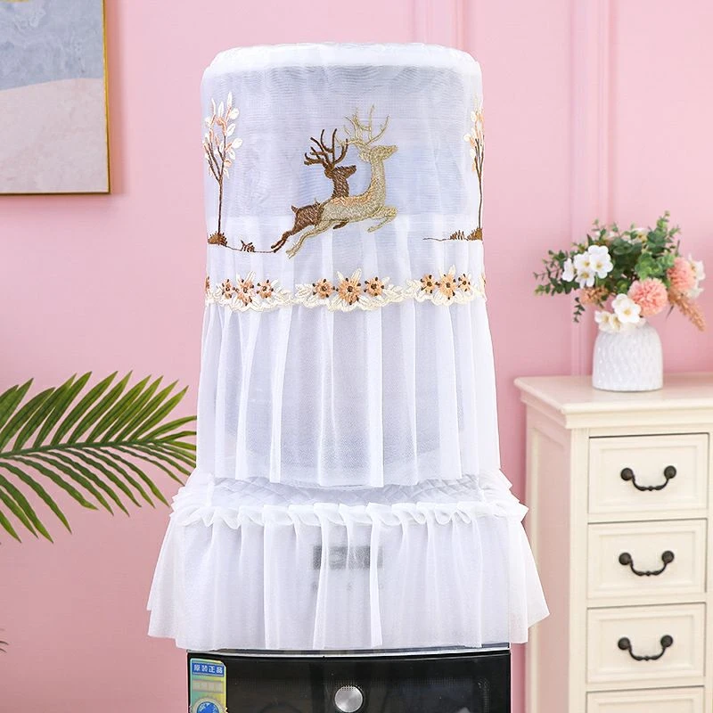 2Pcs Set Water Dispenser Cover Lace Embroidery Water Cooler Case Protector Dustproof Drum Cover Bottle Bucket Sleeve