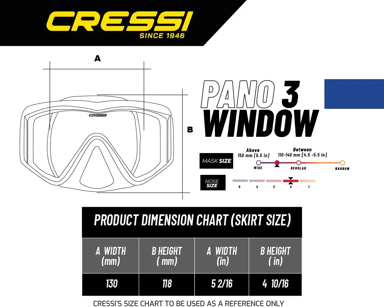 Cressi Swimming Diving Mask Snorkeling Scuba Snorkel Tempered Glass Three-Lens for Adults Pano3 Dry 6