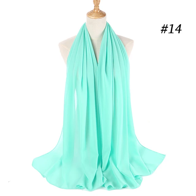 Musulman en mousseline de soie Hijab femmes bulle en mousseline de soie écharpe pour femmes dames voile musulman Islam couleur unie malaisie Musulman Wrap foulards