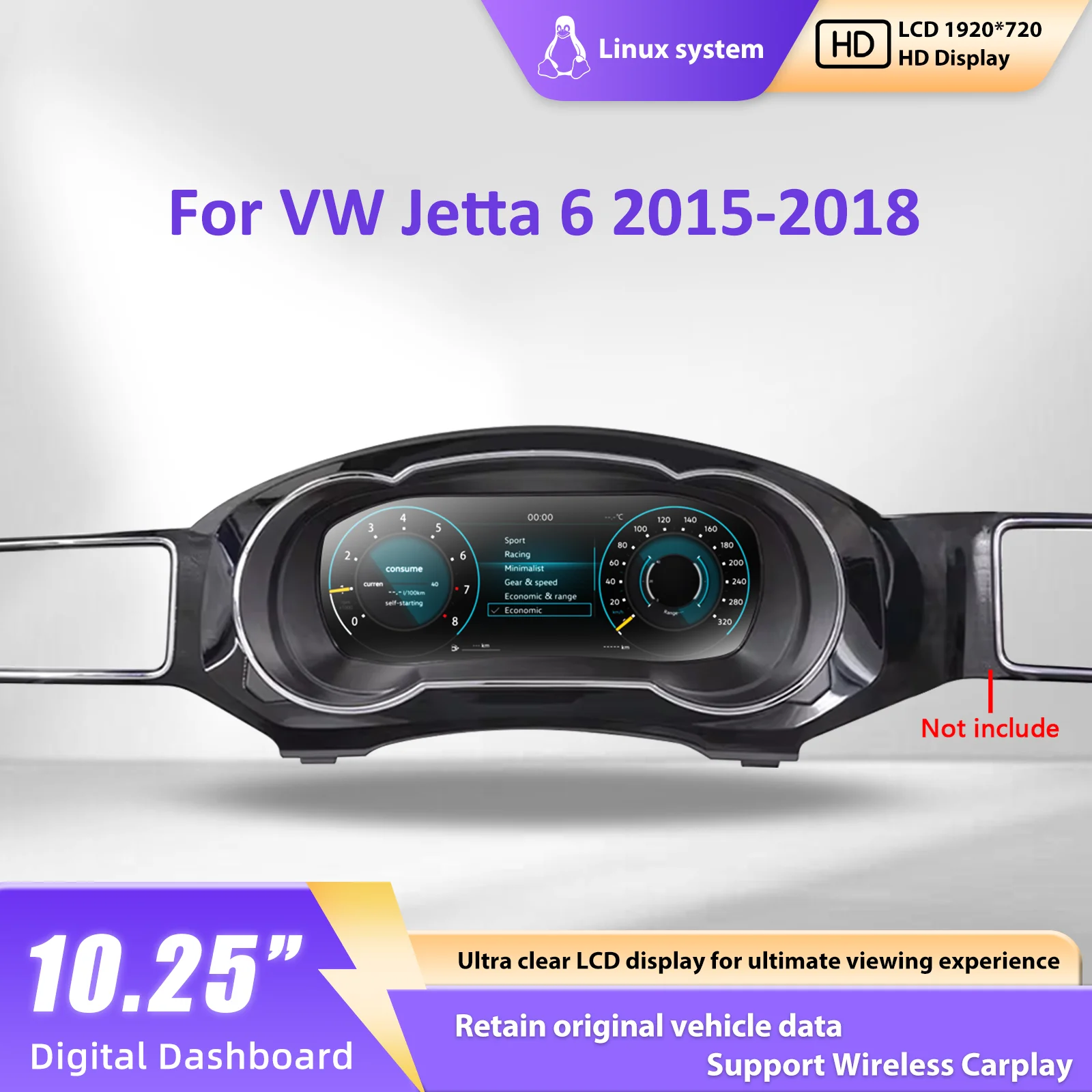 Panel de Instrumentos Digital con Velocímetro para VW Jetta 6 2015-2018, Kit de Actualización de Cabina Virtual 1