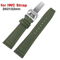 20mm 21mm 22mm Nylon Canvas Watchband for IWC PILOT Portugal PORTOFINO Fabric Watch Strap Folding Buckle Cowhide Leather Belt