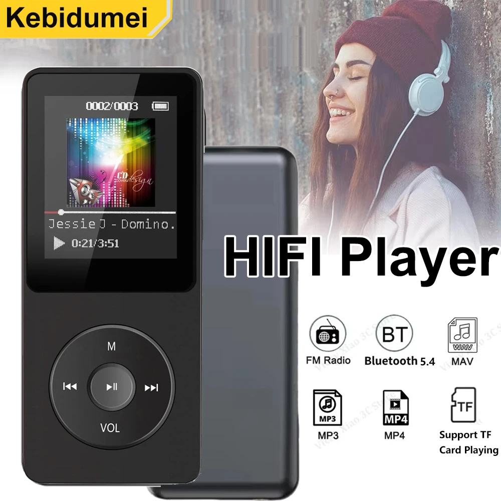 MP3 Player Portable Music Player Bluetooth 5.4 Music Stereo Player 1.8 inch Screen Support FM Radio E-Book Recording