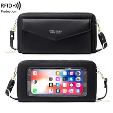  2022 Women Mini Shoulder Bag Touch Screen Mobile Phone Transparent Bag Ladies Student Multi-function Messenger Wallet Handbag 
