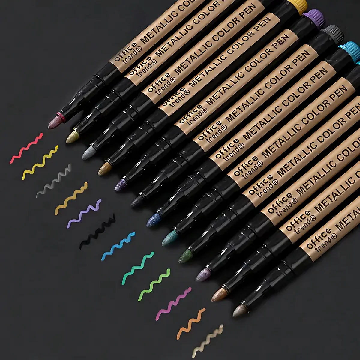 10pcs Waterproof Metallic Marker Pens, Ideal For Black card, Rock Wood, Metal, Plastic, Glass, Canvas, Ceramic, Notebook, DIY 2