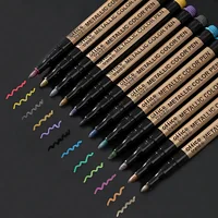 10pcs Waterproof Metallic Marker Pens, Ideal For Black card, Rock Wood, Metal, Plastic, Glass, Canvas, Ceramic, Notebook, DIY 2