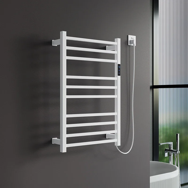 Electric Towel Warmer Chrome Color,Electric Towel Rail,Hidden Wire,Electric Towel Rack,Towel Warmer Temperature Time Control images - 6