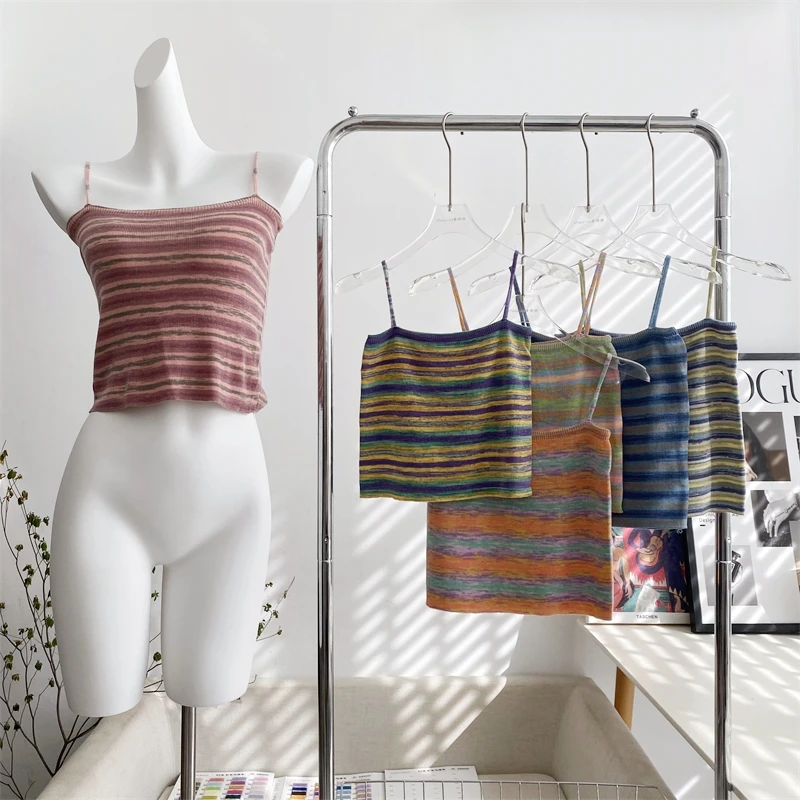 

Chic Striped Slim Camis Tops Women Summer Streetwear Sexy Sleeveless Soft Vests Casual Vintage Cute Y2k Crop Top