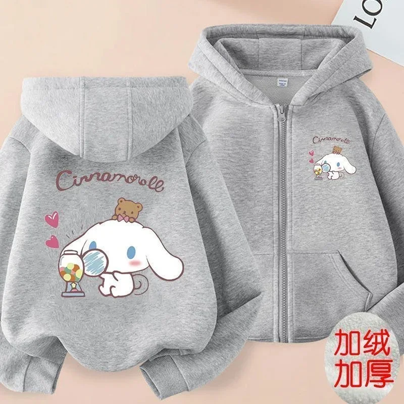 

New Sanrios Cinnamoroll Hoodie Autumn Winter Keep Warm Jacket Fit Adult Child Parent-Child Clothing Coat Girl Birthday Gift