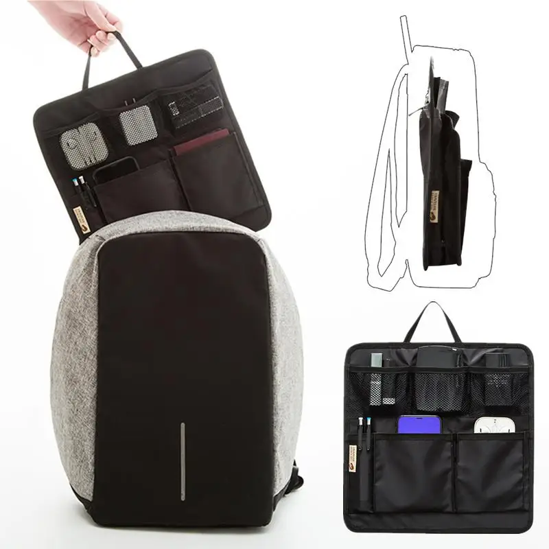 Backpack Insert Storage Bags Travel Organizer Nylon Bag Insert Cosmetic Bag Multi-Pockets Student Backpack Liner Bags Accessorie 4