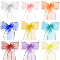 10pcs/lot Pink Organza Chair Sashes Wedding Chair Decoration Ribbons Ties Bow for Cover Banquet Wedding Party Event Mint Green 1