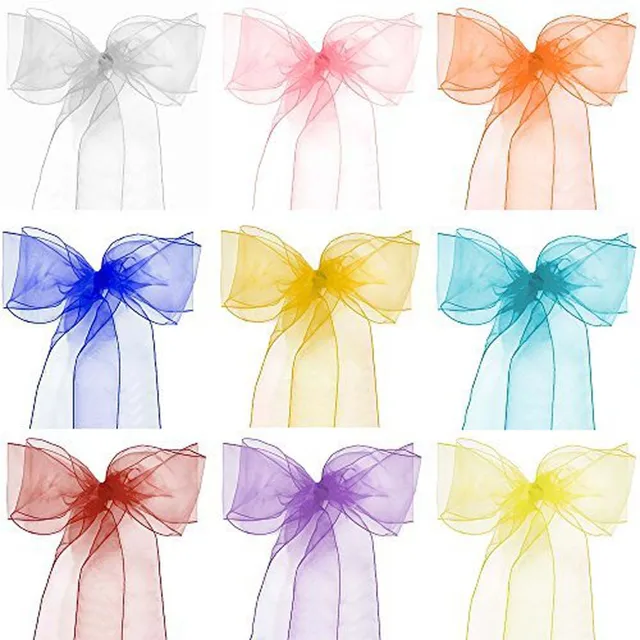 10pcs/lot Pink Organza Chair Sashes Wedding Chair Decoration Ribbons Ties Bow for Cover Banquet Wedding Party Event Mint Green