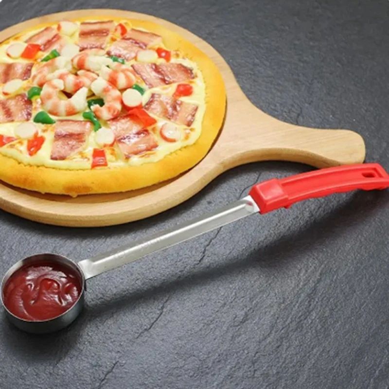 Stainless Steel Pizza Sauce Spoon Pizza Spread Ladle Serving Spoon With Long Handle Kitchen Baking Tool