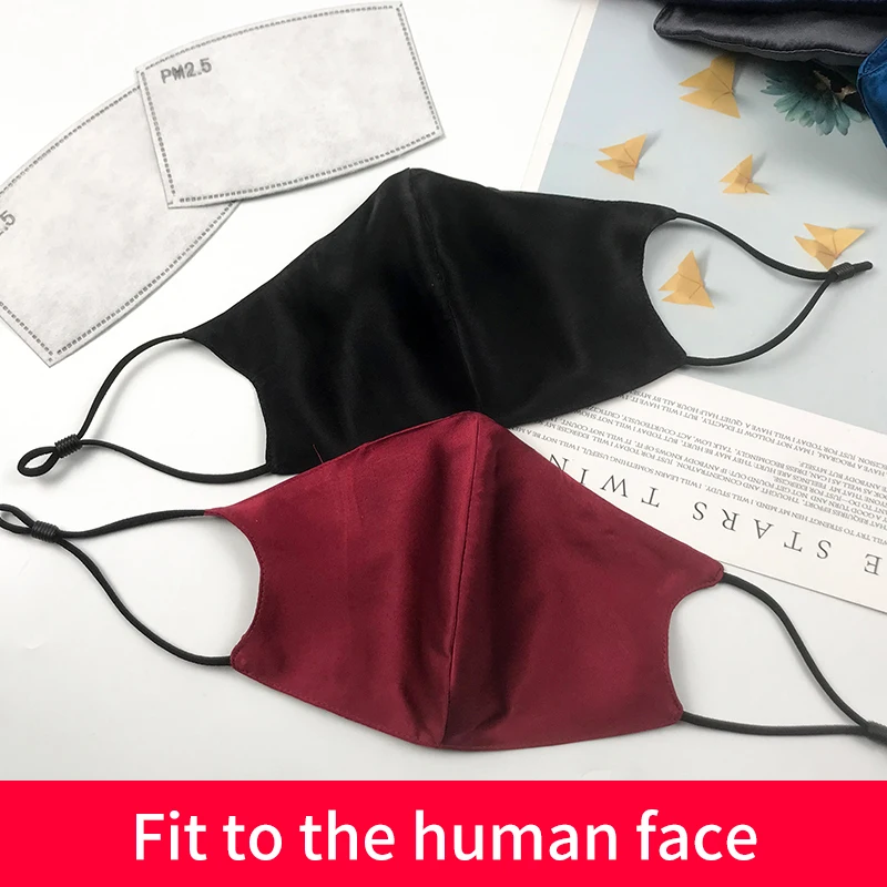 Double Layer Silk Mask Summer Mulberry Silk Sunscreen Anti Ultraviolet Washable Three-Dimensional Breathable Send 2 Filters