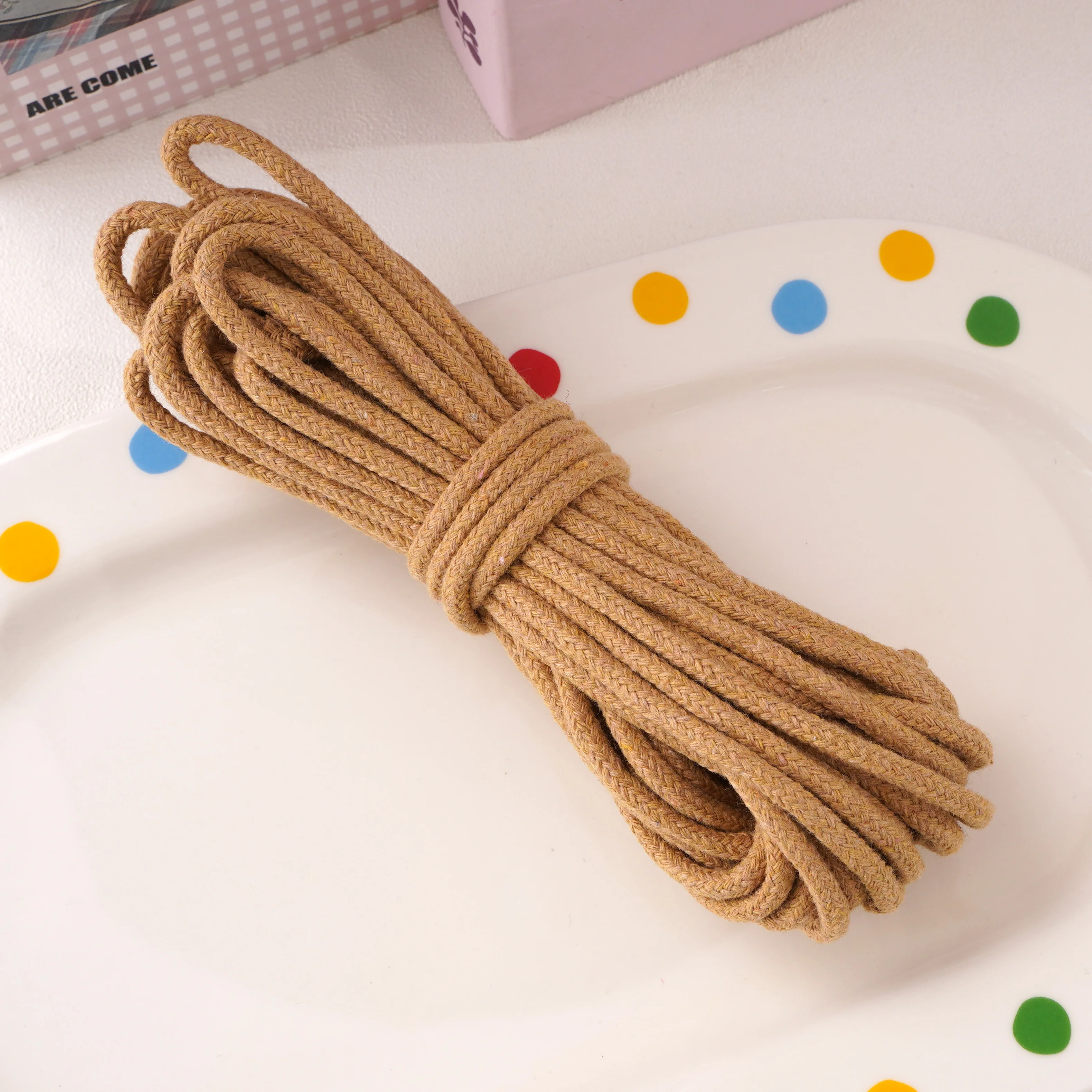 10-Meter Pack of 4mm Multi-Color Braided Cotton Rope for Crafts and Home Decor
