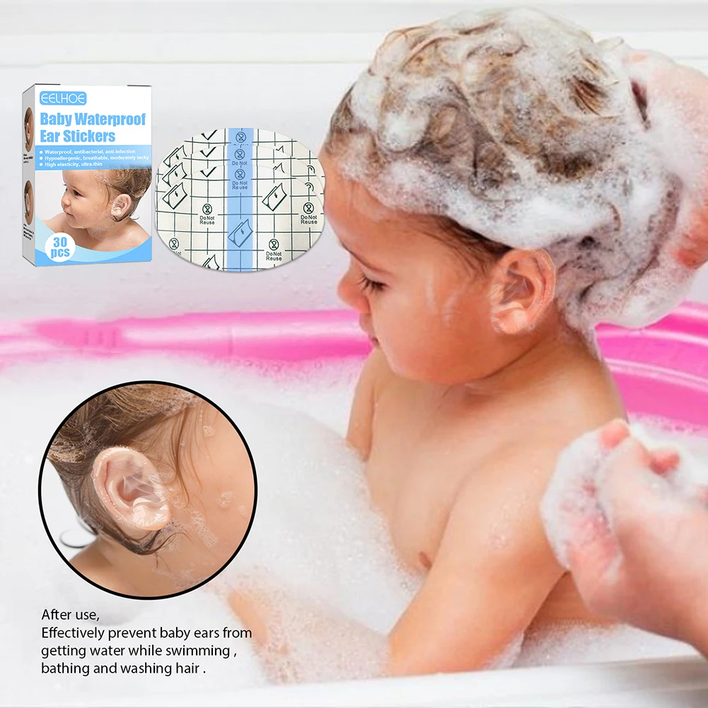 Ear Protector Disposable Baby Waterproof Ear Sticks Patch Baby Protection for Salon Hairdressing for Water Sports 30pcs