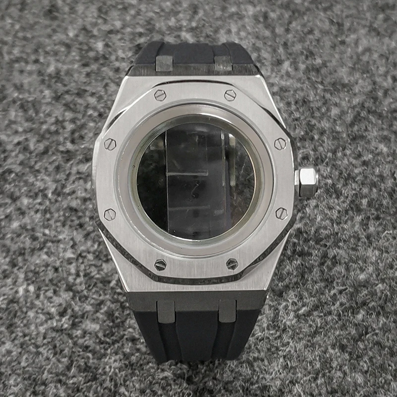 41mm hochwertiges 316L Edelstahlgehäuse + Armband + Ring Saphirglas Uhrengehäuse passend für NH35/NH36 Automatikwerk Zubehör – Detail 2