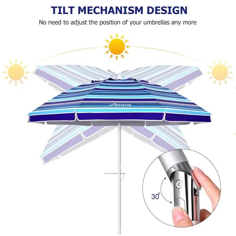 MOVTOTOP 6.5ft Beach Umbrella Striped Design Sand Umbrella UV Protection Breathable Sun Shelter for Outdoor Beach Travel cheap garden furniture