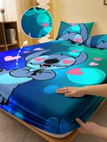 1 cartoon cute Stitch pattern digital printed frosted Fitted Sheet,bedroom printed bed cover,bedding(No pillowcase) 1