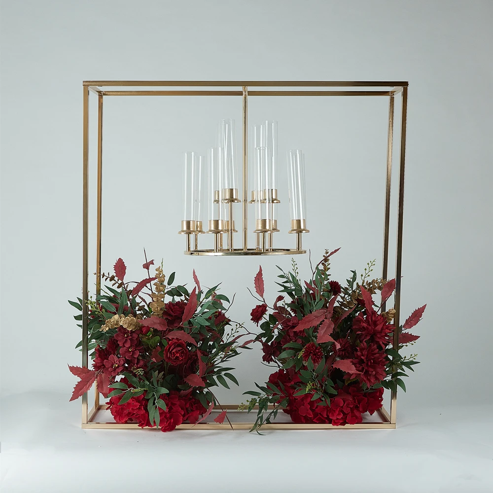 

IMUWEN Metal Candelabra Candle Holders Wedding Table Centerpieces Flowers Stands Vases Road Lead Party Decoration IM1147
