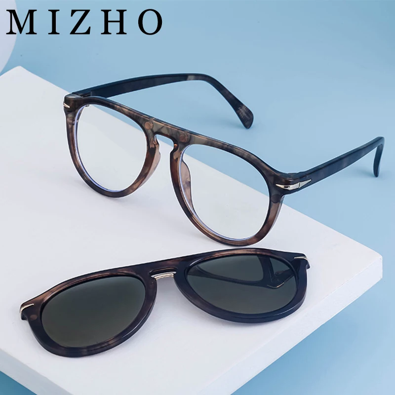 

MIZHO Magnetic Sunglasses Men Pilot Brand Designer Retro Clip Eyeglasses Women Anti-blue light Quality Oculos de sol UV400