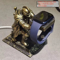 Black Warrior Figurine Watch Charging Stand and Holder (Copper Yellow)