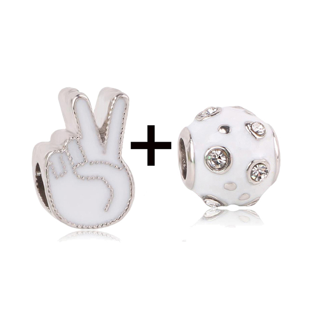 New Design White Heart Charm Beads Pendant Fit European Style Brand Bracelets Necklaces For Women Jewelry Making