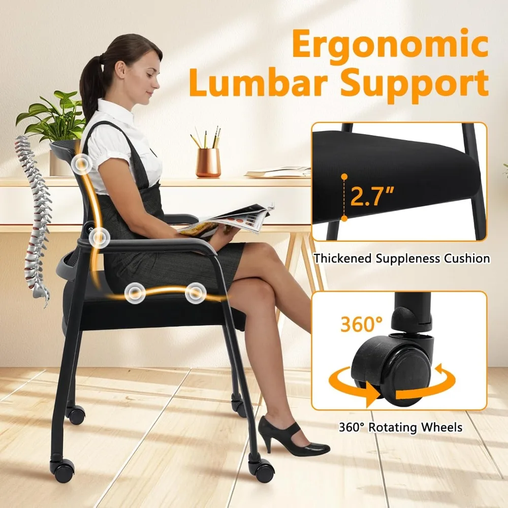"ergonomic swivel office chair with adjustable mesh back, padded seat, and lumbar support"
