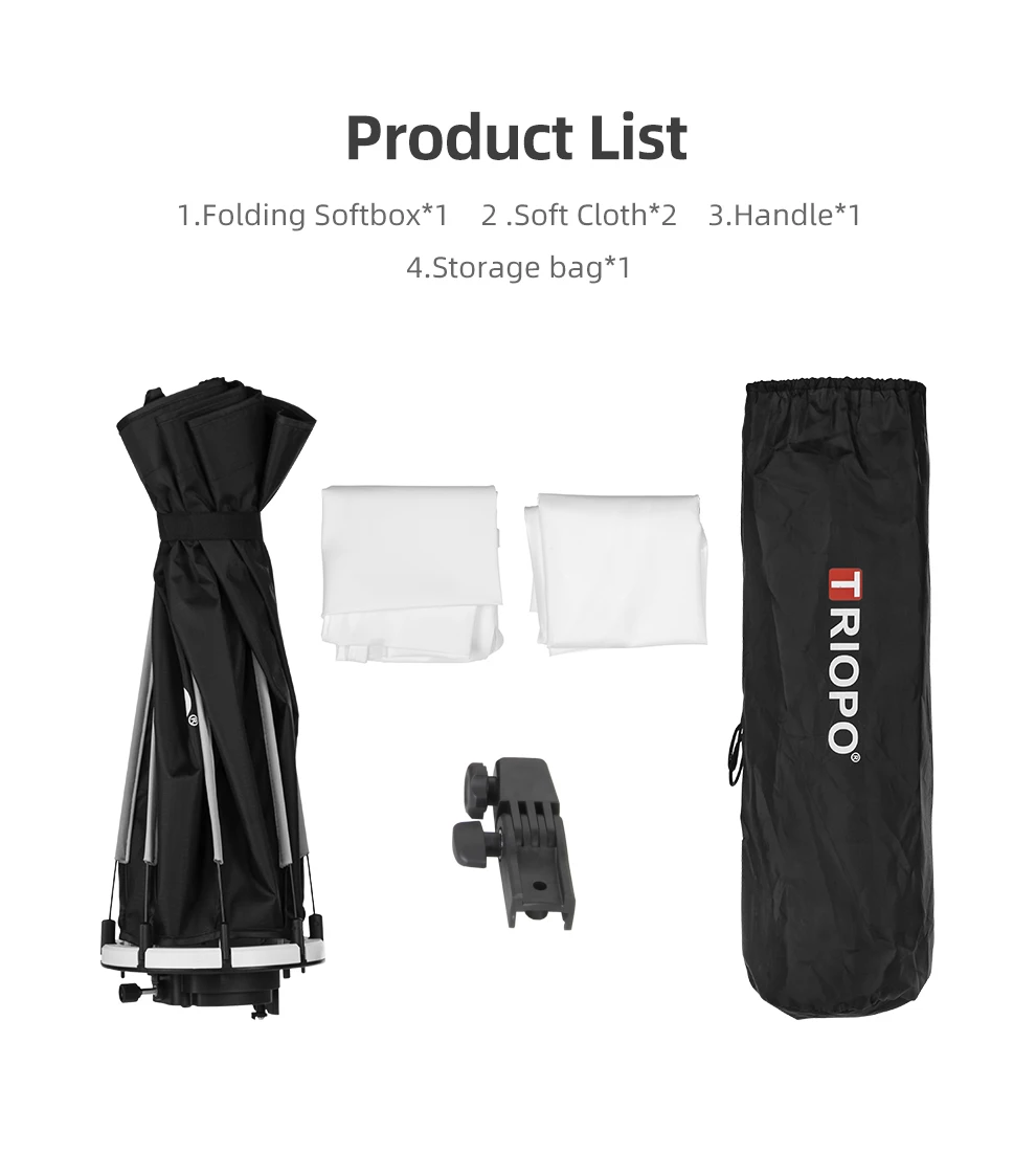 Description Picture 3 of itemTriopo Newest KX65 65cm Speedlite Octagon Umbrella Softbox Outdoor Flash Soft Box for Godox V1 Speedlite Softbox