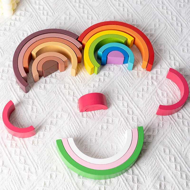 Building Blocks Arch Bridge Rainbow Kids Wood Stacker Baby Toy Color Cognitive Children Montessori Educational Wooden Toys wooden puzzle toys,wooden toys,wooden blocks,wooden stacking toys