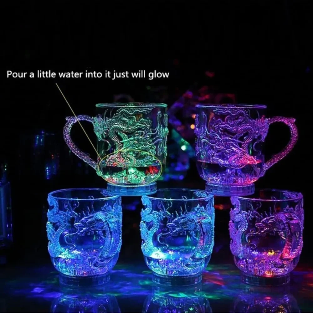 1pcs ColorChanging Luminous LED Dragon Cup Water Activated Lights Beer Coffee Milk Tea Wine