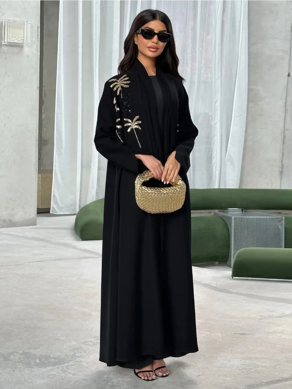 Eid Abaya Women Dress Muslim Embroidery Party Jalabiya Ramadan Long ...