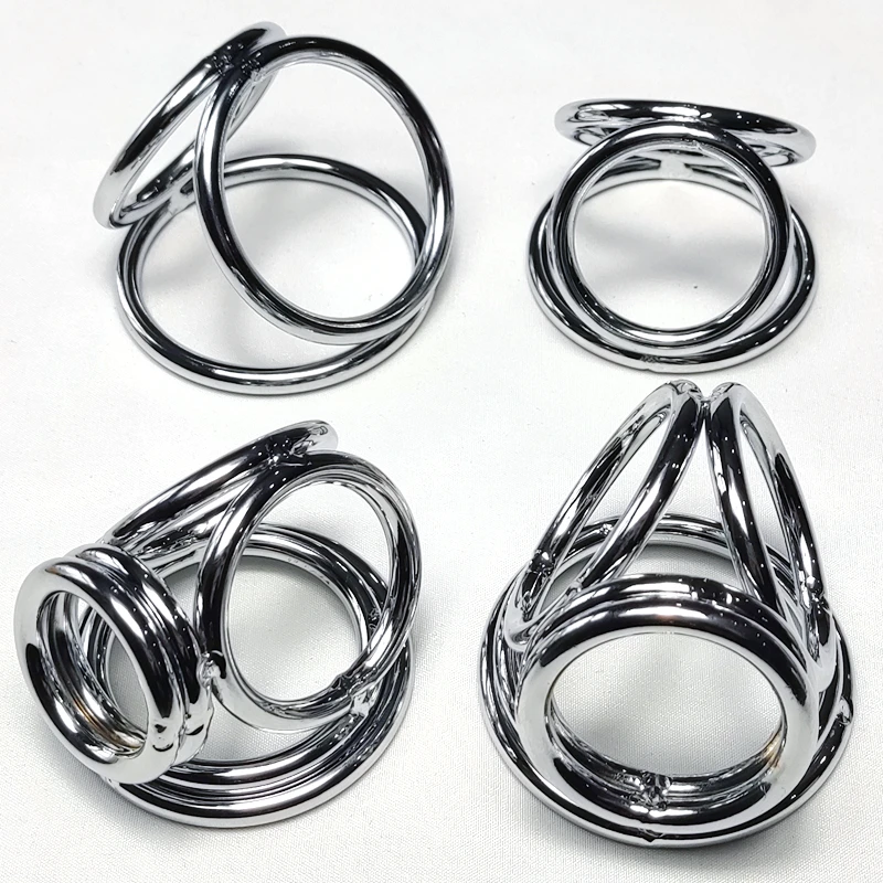 Metal Chastity Device Rings And Ball Stretcher For Men_voghion.com