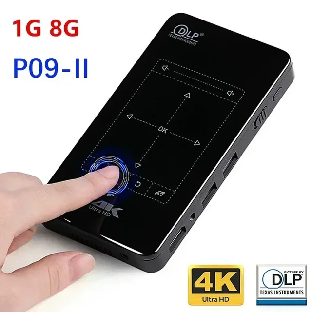 【ネコ様】【4K】スマートプロジェクター HD 4K DLP P09-II 小型 P09-II Portable DLP Mini Pocket Projector Android 9.0 2GB 32GB