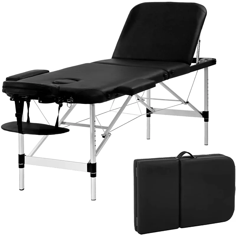 

Massage Table Portable Massage Bed 3 Folding 73 Inch Height Adjustable Aluminium Salon Bed Carry Case Tattoo Table Facial Bed Ho