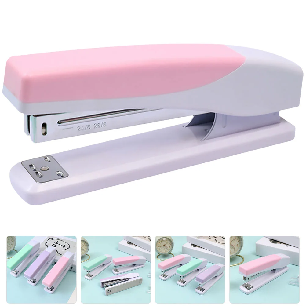 

Stapler Office Supply Binding Tool Home Portable Staplers Rubber Decorative Desk Rotating Spring