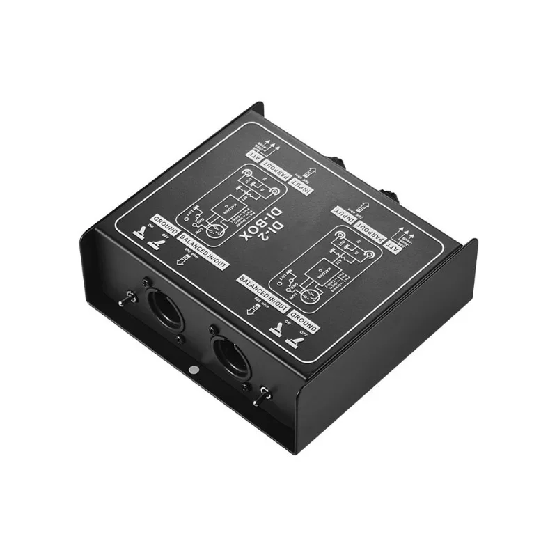 Passive Audio DI Box Direct Injection Low Noise Guitar Bass TRS 2 Channel Converter Multi-purpose Mixer Home Theater