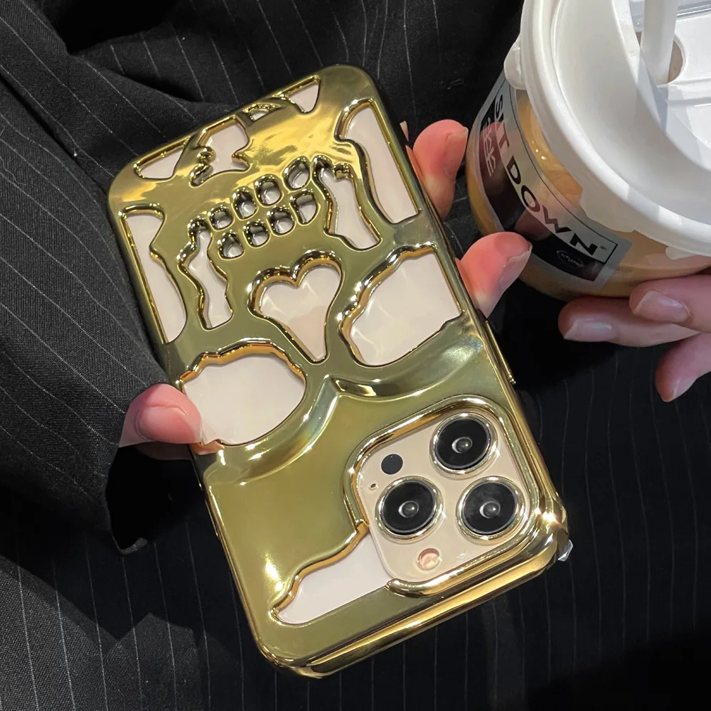 

Чехол для телефона с 3D полым черепом для iPhone 14 ProMax 13 12 11 Pro Max Plus, роскошный акриловый ударопрочный чехол с изображением Ghostface