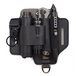 Tactical Leather Multifunctional Outdoor Survival Pouch (Black color)