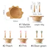 Baby Wooden Tableware Set Dinosaur Bamboo Wooden Plate Bowl Silicone Suction Wooden Handle Fork Spoon for Children Feeding Gift 6